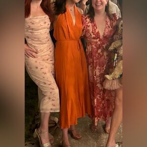 Zara orange linen dress